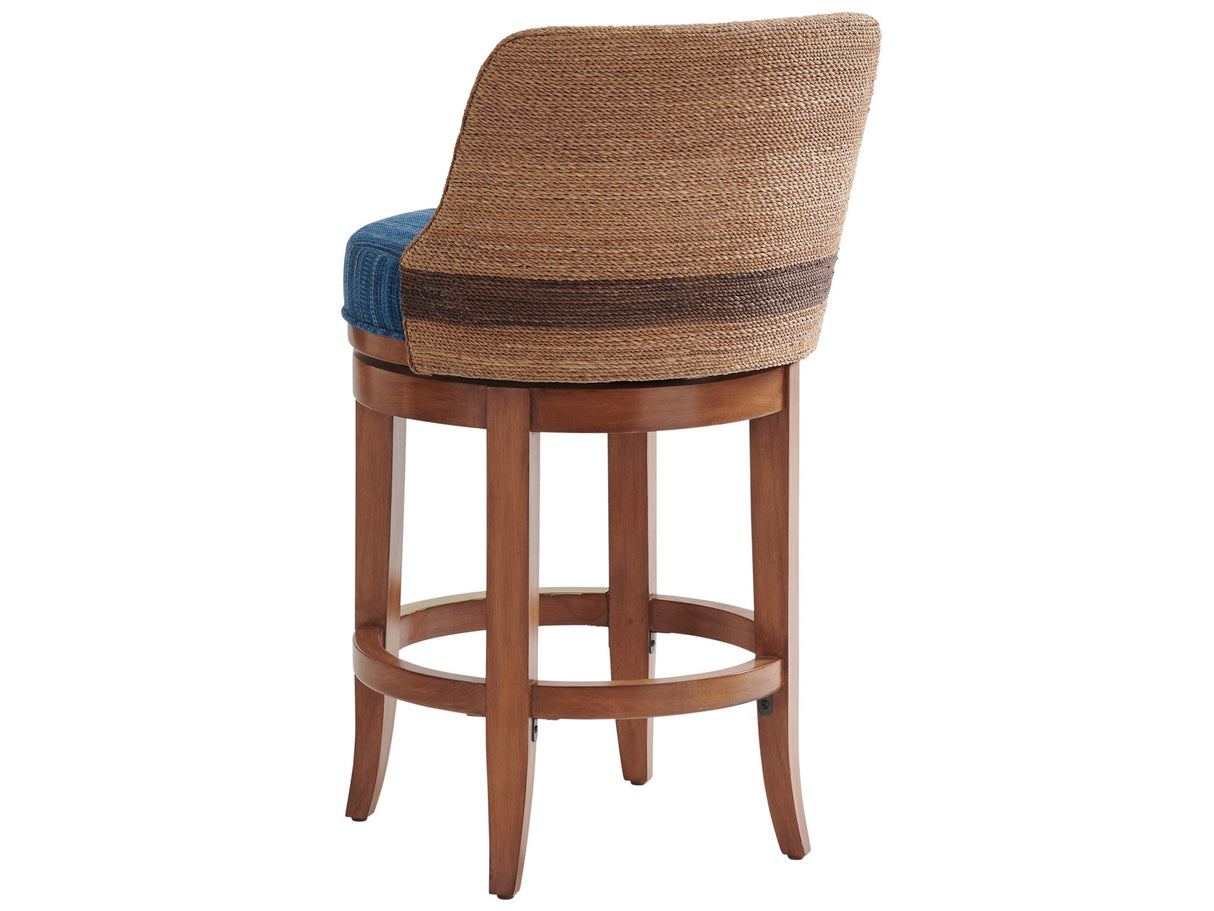 Palm Desert - Kipton Swivel Counter Stool With Blue Seat - Dark Brown