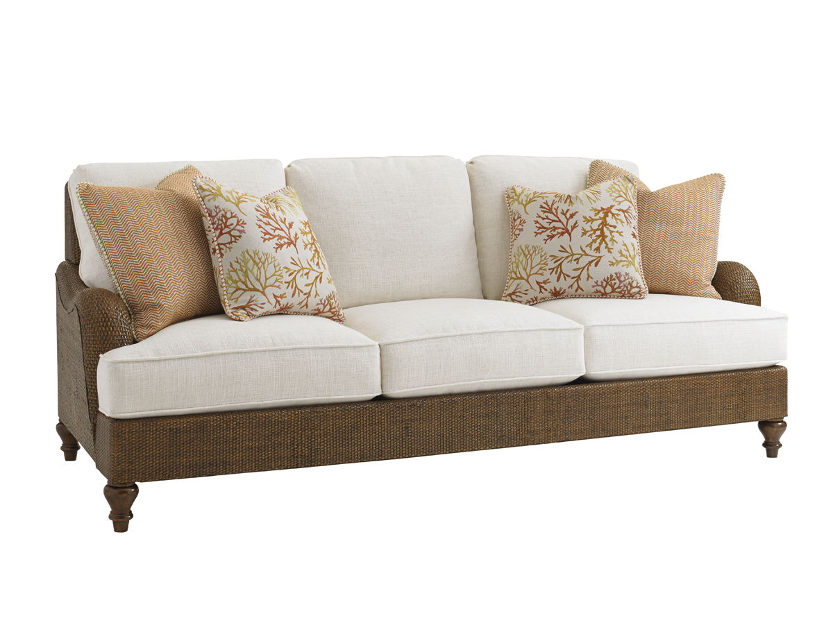 Bali Hai - Harborside Sofa - Dark Brown / White