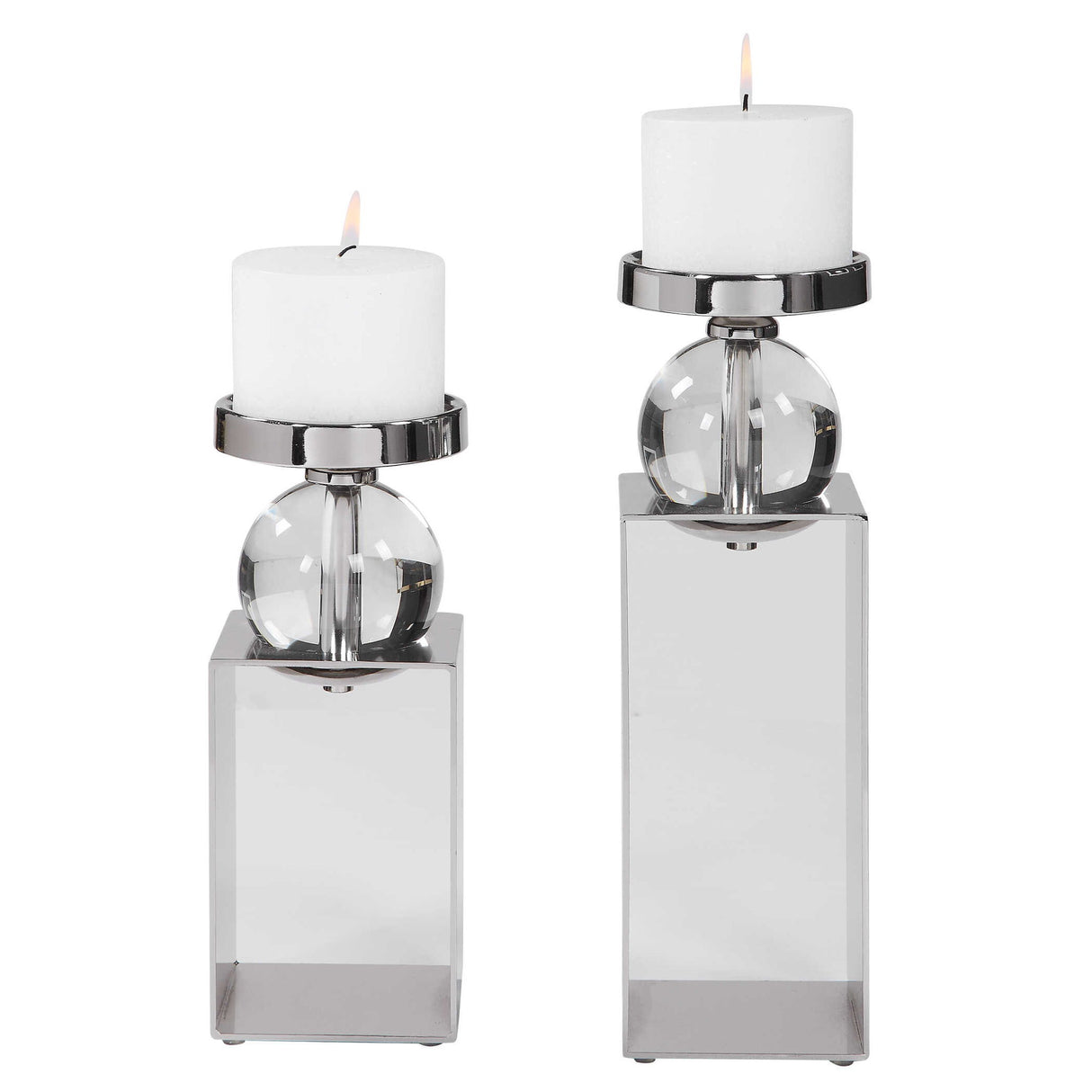 Lucian - Candleholders, Set Of 2 - Nickel