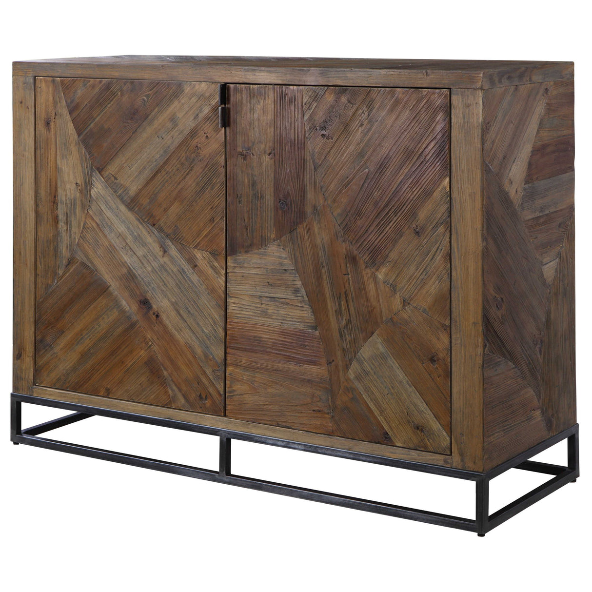 Evros - Reclaimed Wood 2 Door Cabinet - Brown, Dark