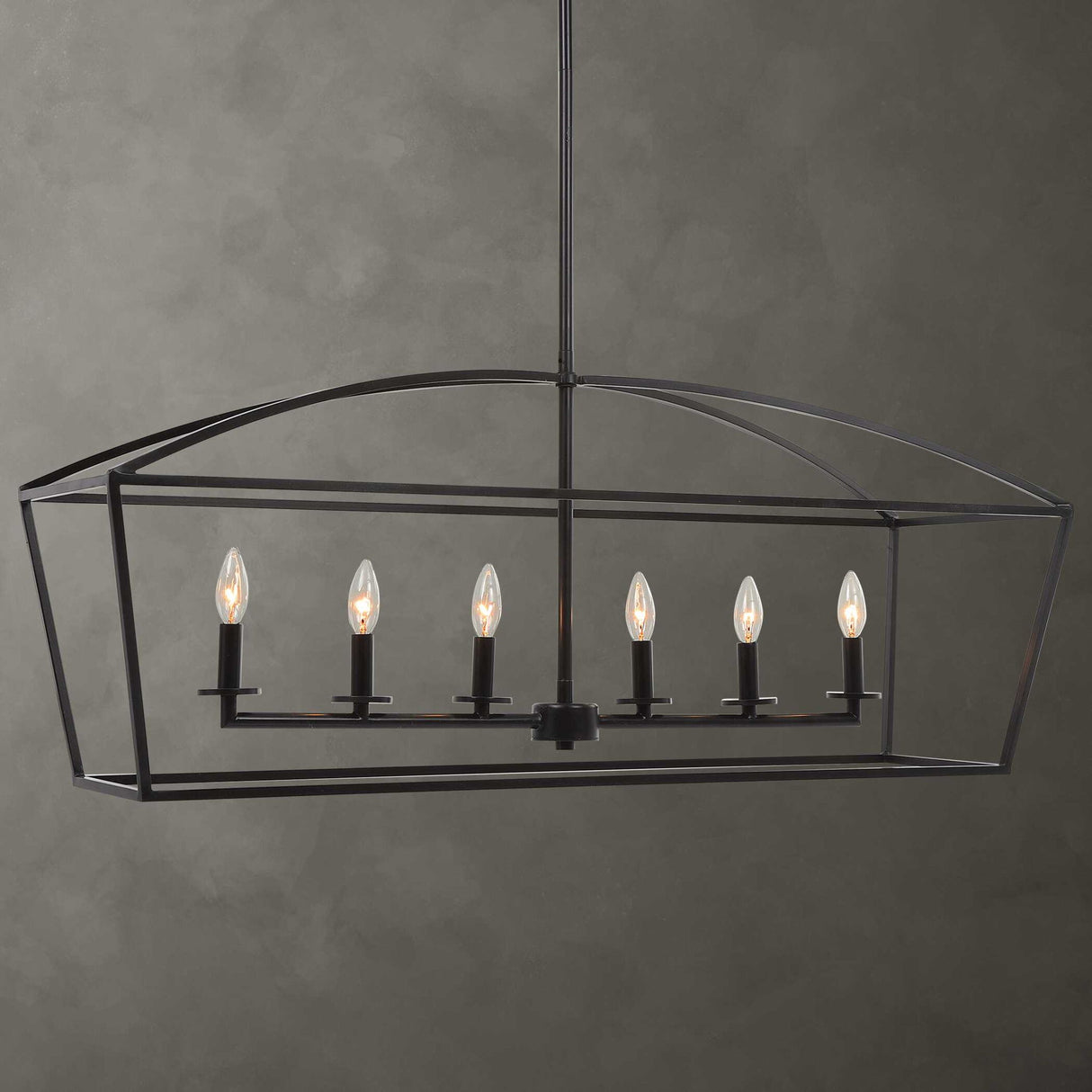 Clayton - 6 Light Linear Chandelier - Black