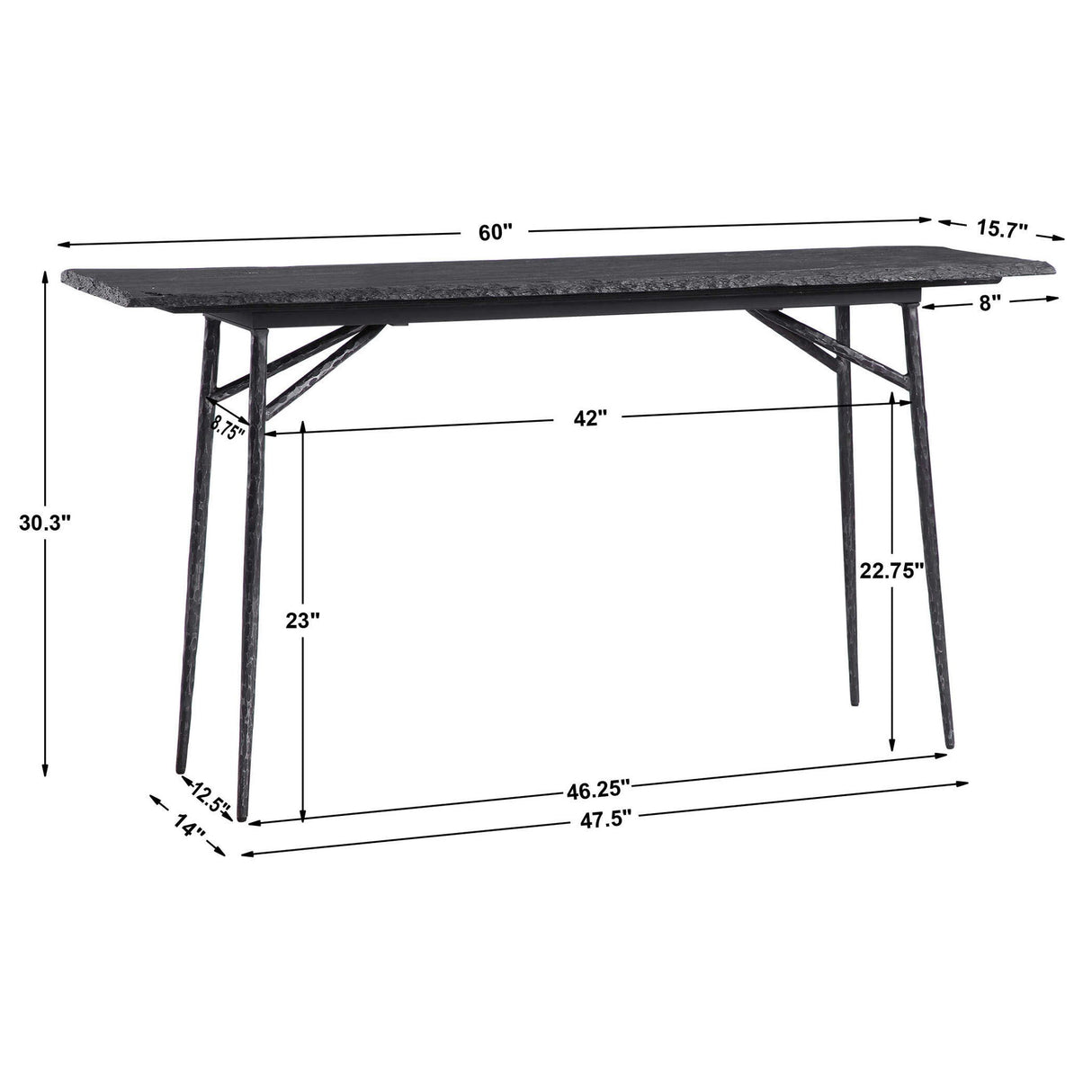 Kaduna - Slate Console Table - Black