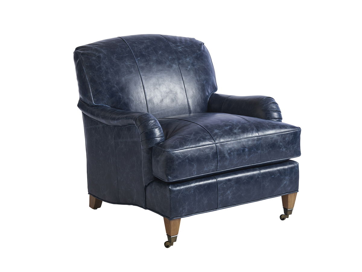 Barclay Butera Upholstery - Sydney Leather Chair With Brass Caster