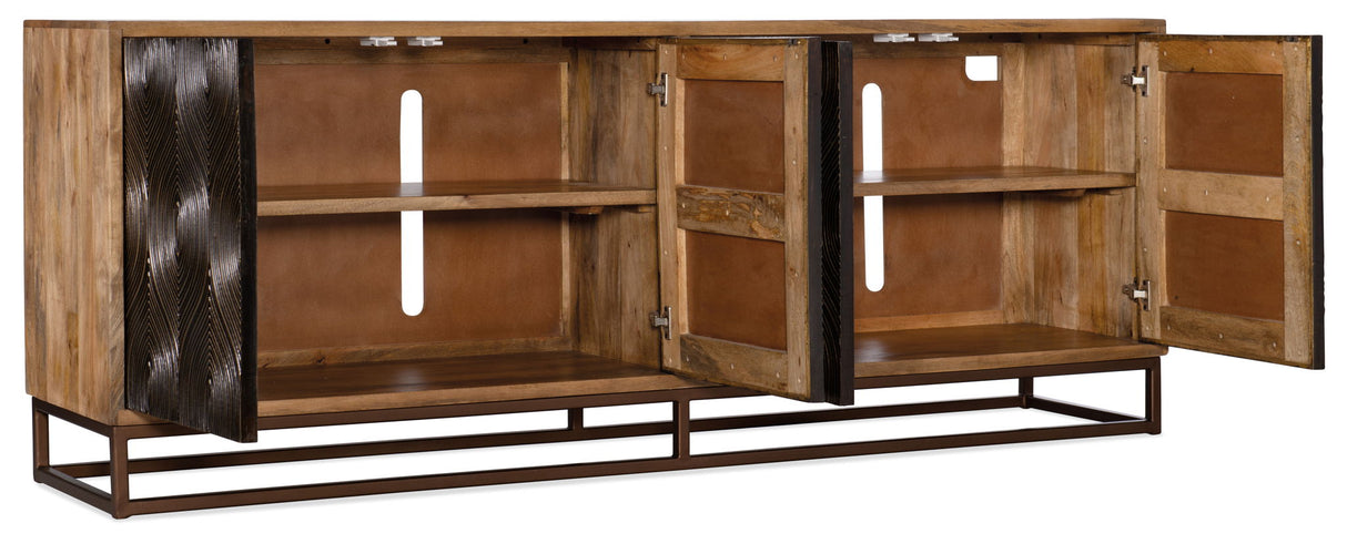 Swirl Door Entertainment Console - Light Brown / Dark Brown