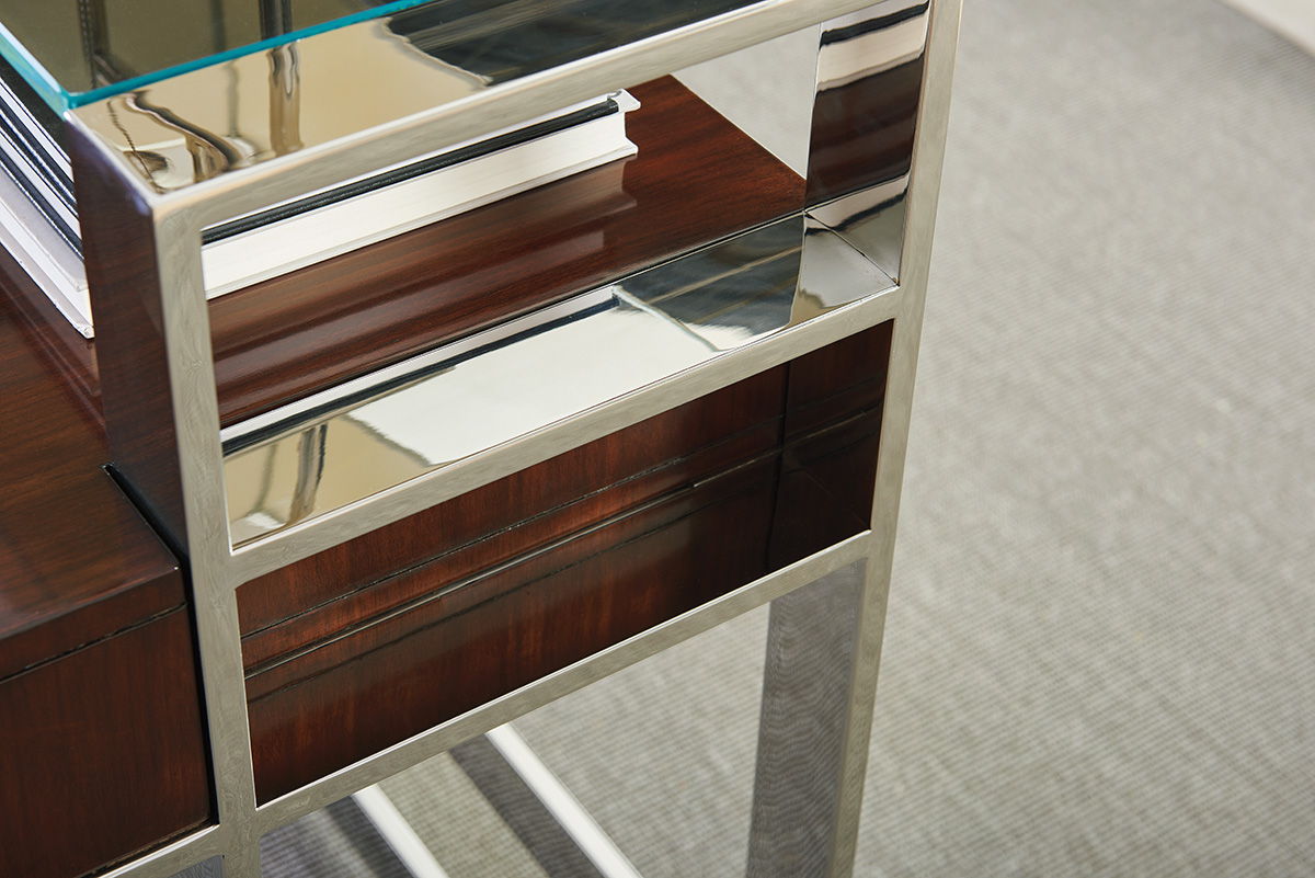 Studio Designs - Andrea Writing Desk - Dark Brown / Pearl Silver