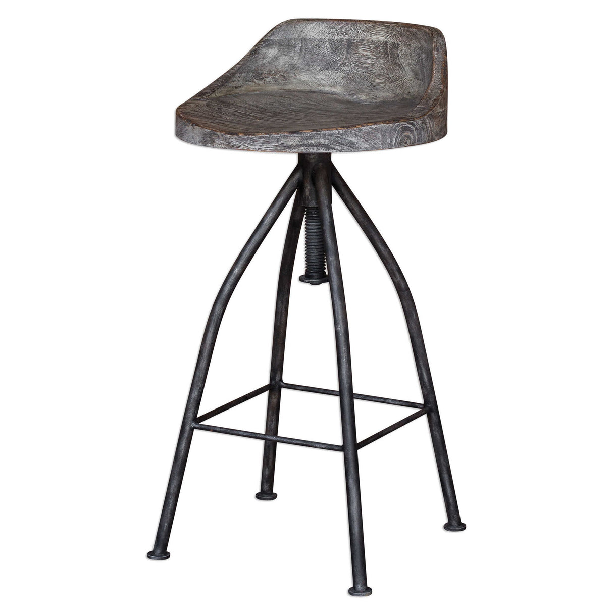 Kairu - Wooden Bar Stool - Gray, Dark