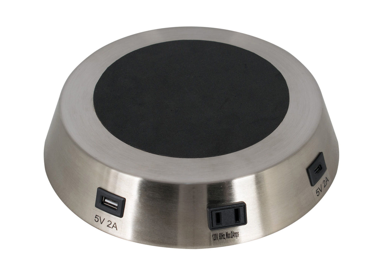 USB Round Charging Base - Brush Nickel