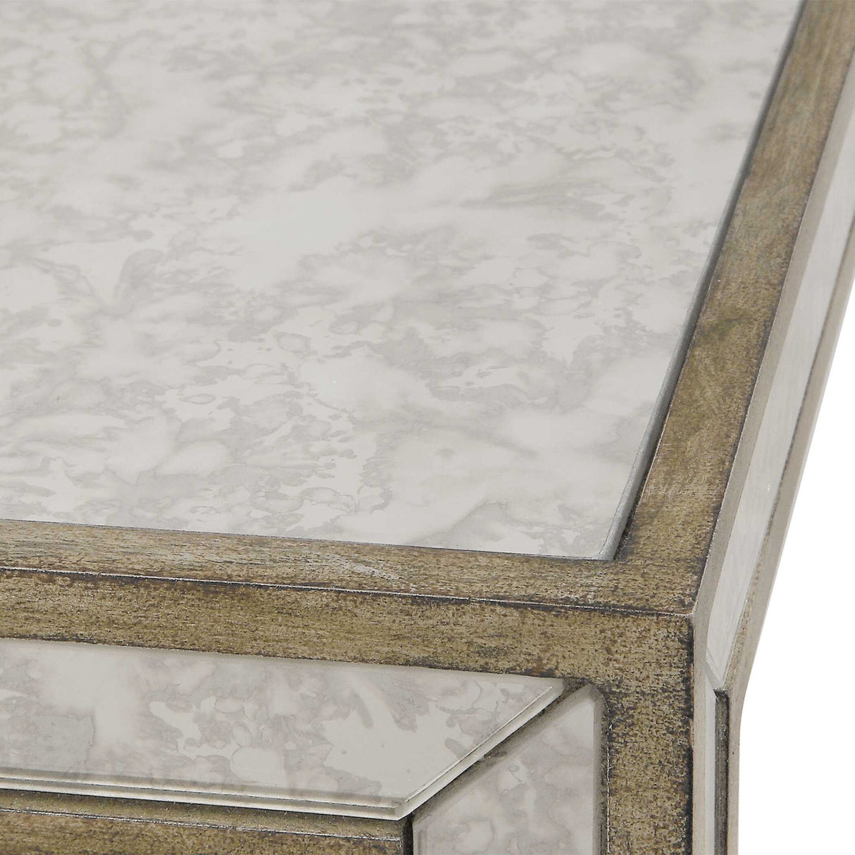 Julie - Mirrored End Table - Pearl Silver