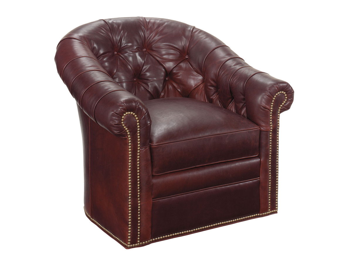 Lexington Leather - Robinson Leather Swivel Chair - Dark Red