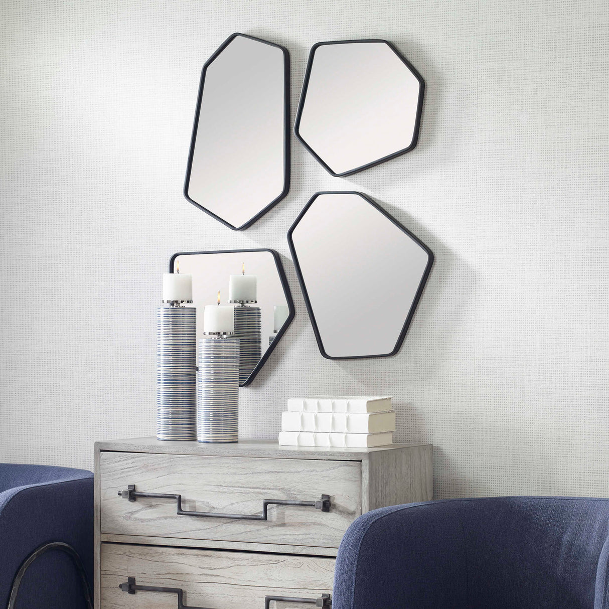Linneah - Mirrors, Set Of 4 - Black