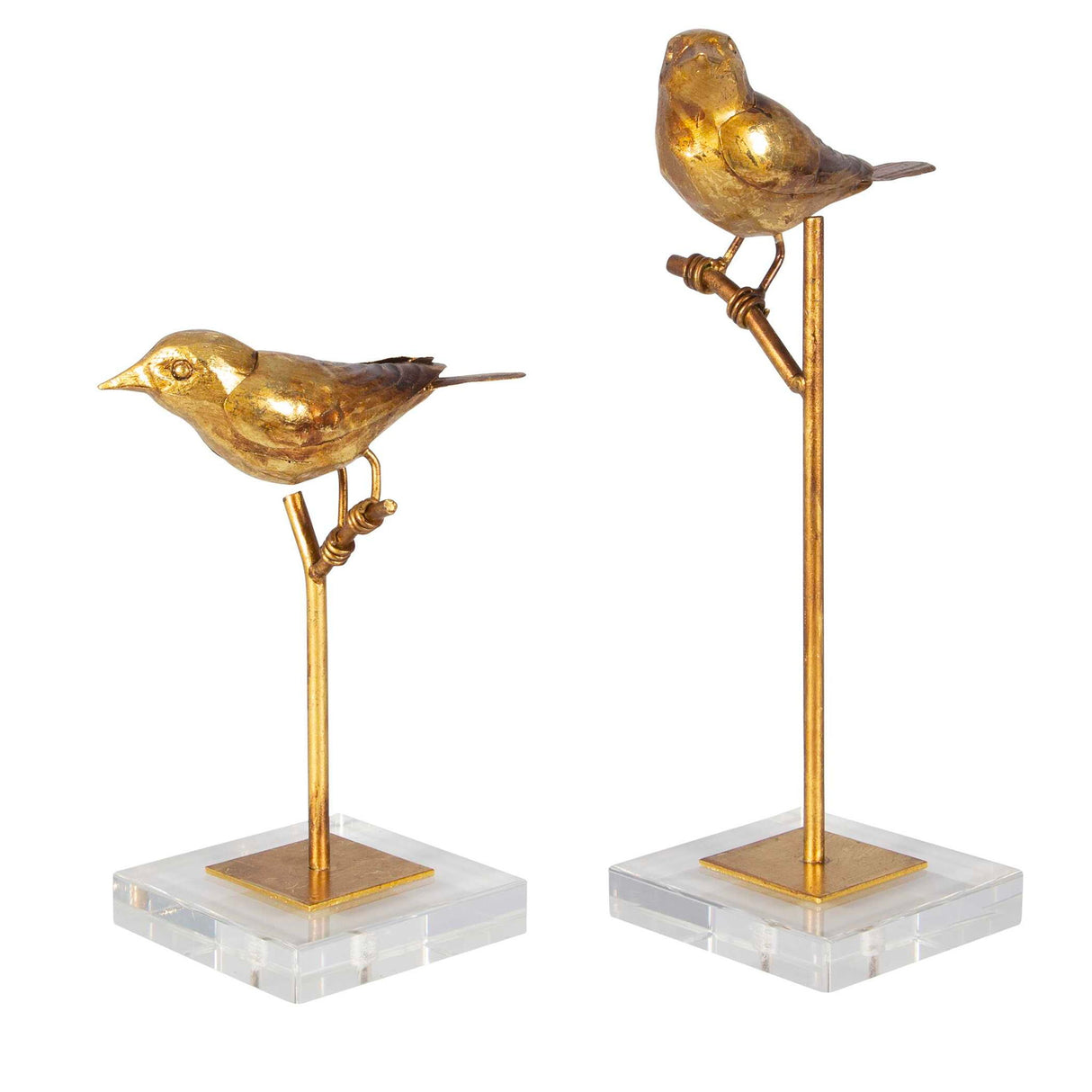 Passerines - Bird Sculptures, Set Of 2 - Light Brown