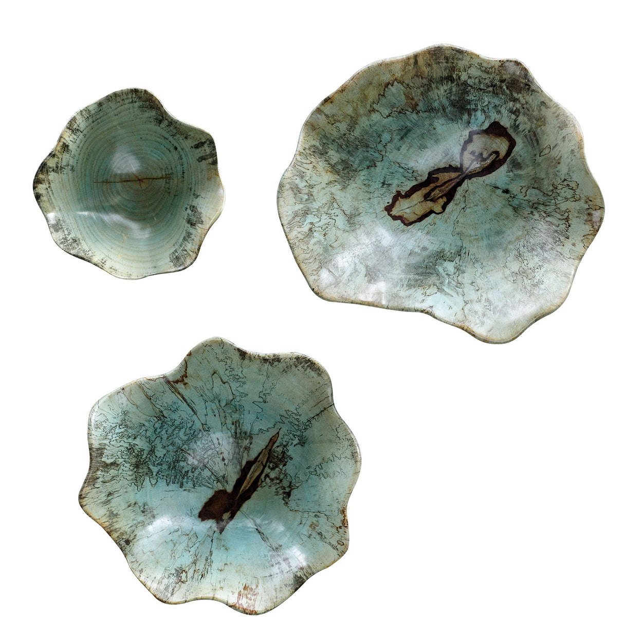 Teo - Wood Wall Art, Set Of 3 - Blue, Light