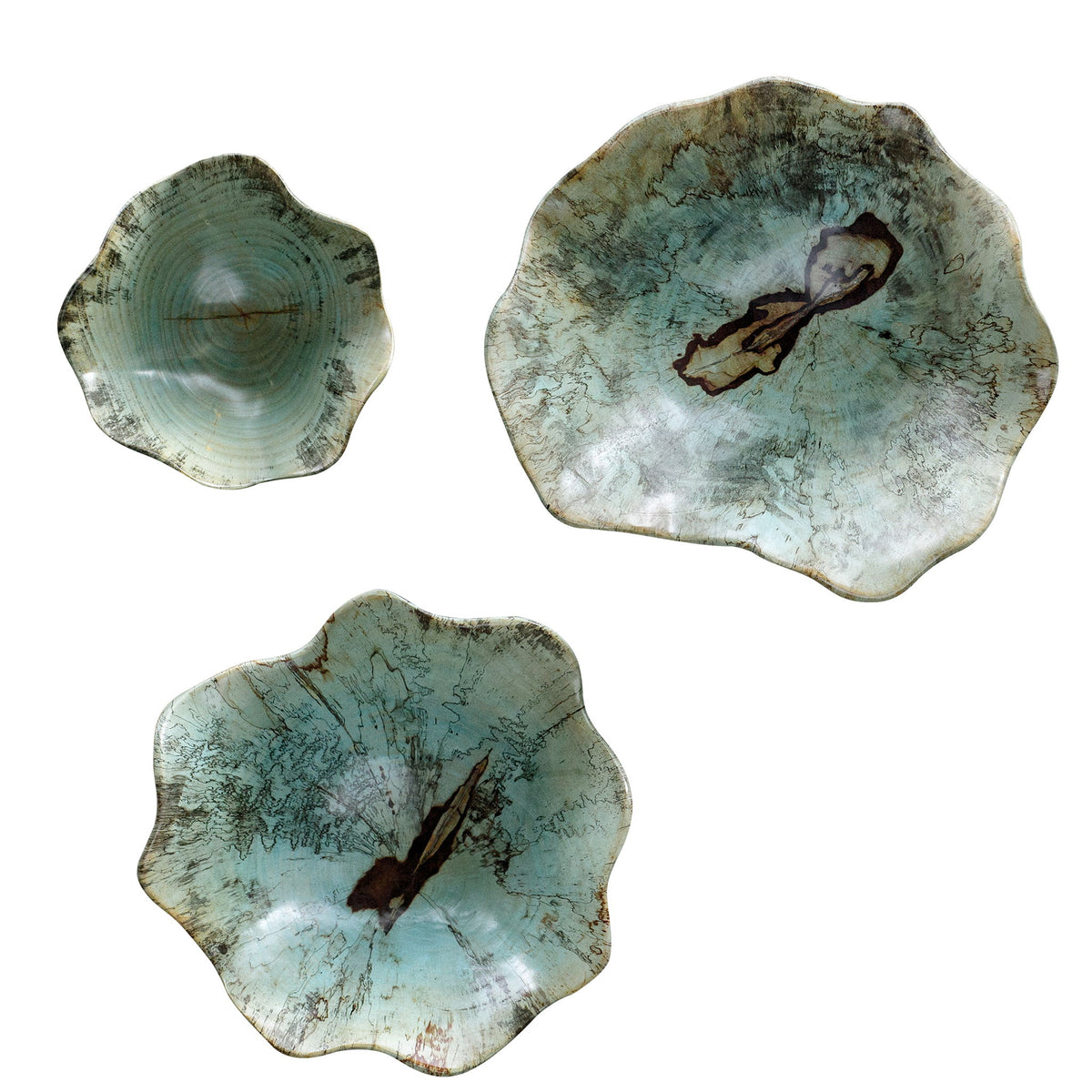 Teo - Wood Wall Art, Set Of 3 - Blue, Light