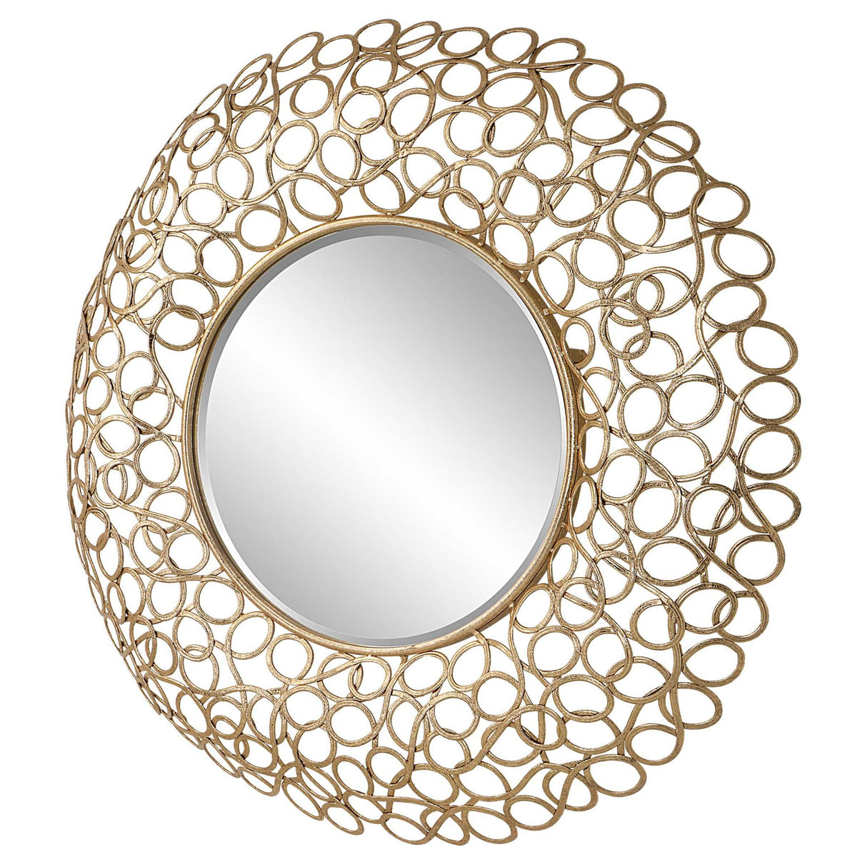 Swirl - Round Mirror - Gold