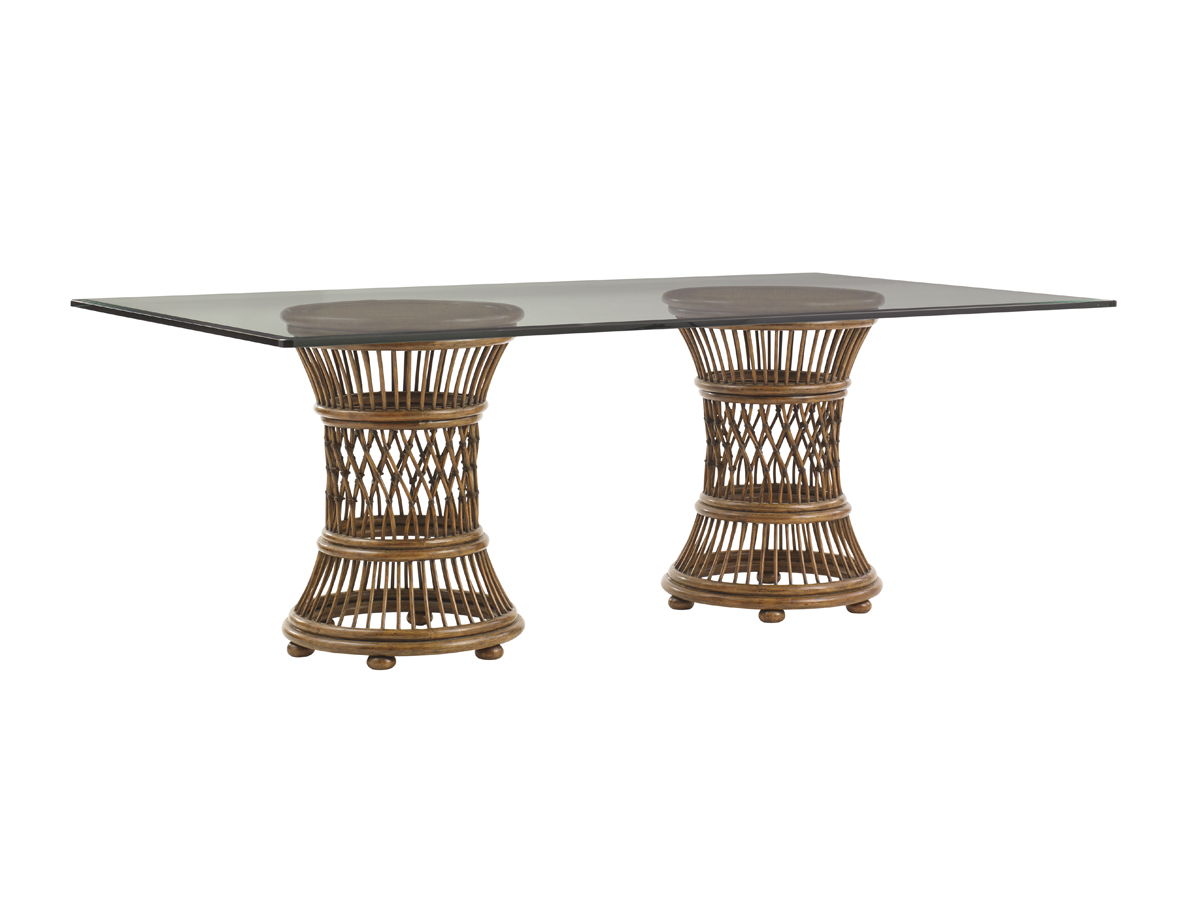 Bali Hai - Aruba Dining Table With 84 X 48" Glass Top - Dark Brown