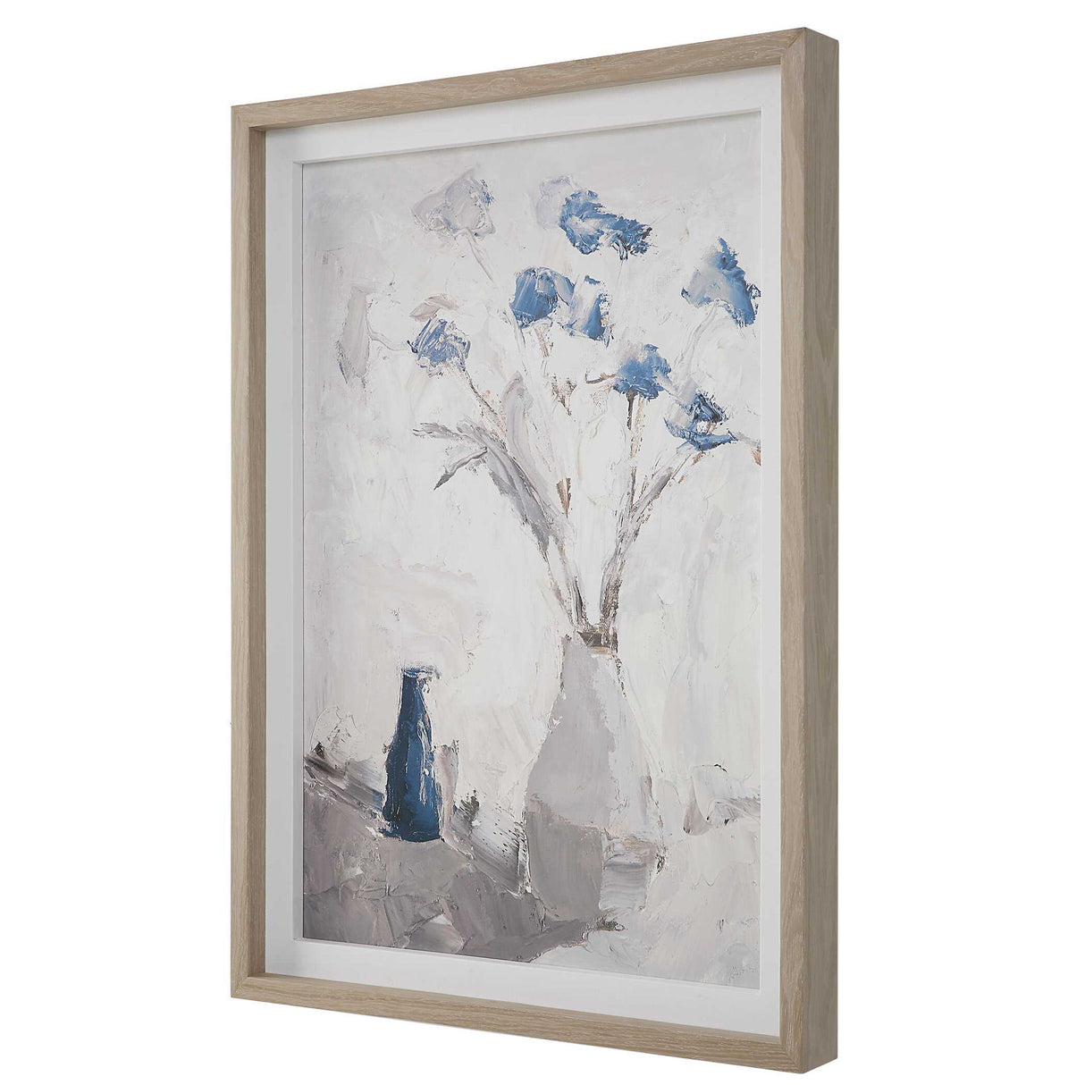 Blue Flowers - In Vase Framed Print - White