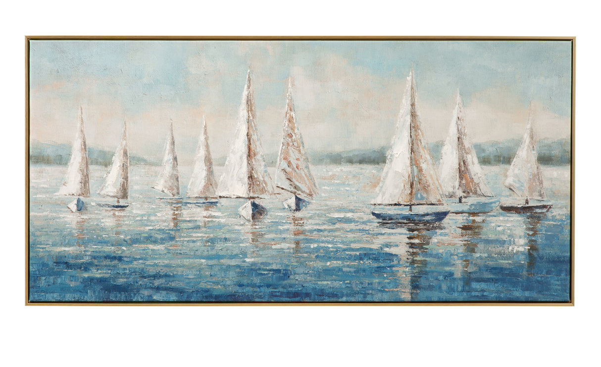 Sailing Day Framed Canvas - Blue