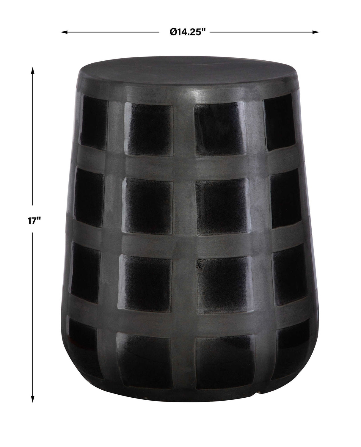 Patchwork Gridded - Garden Stool - Black