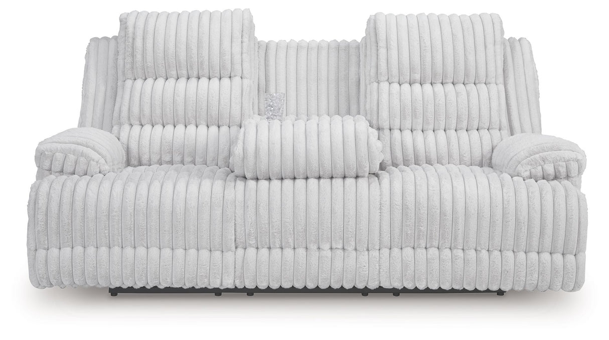 Rhines Falls - Reclining Power Sofa With Drop Down Table - Alloy