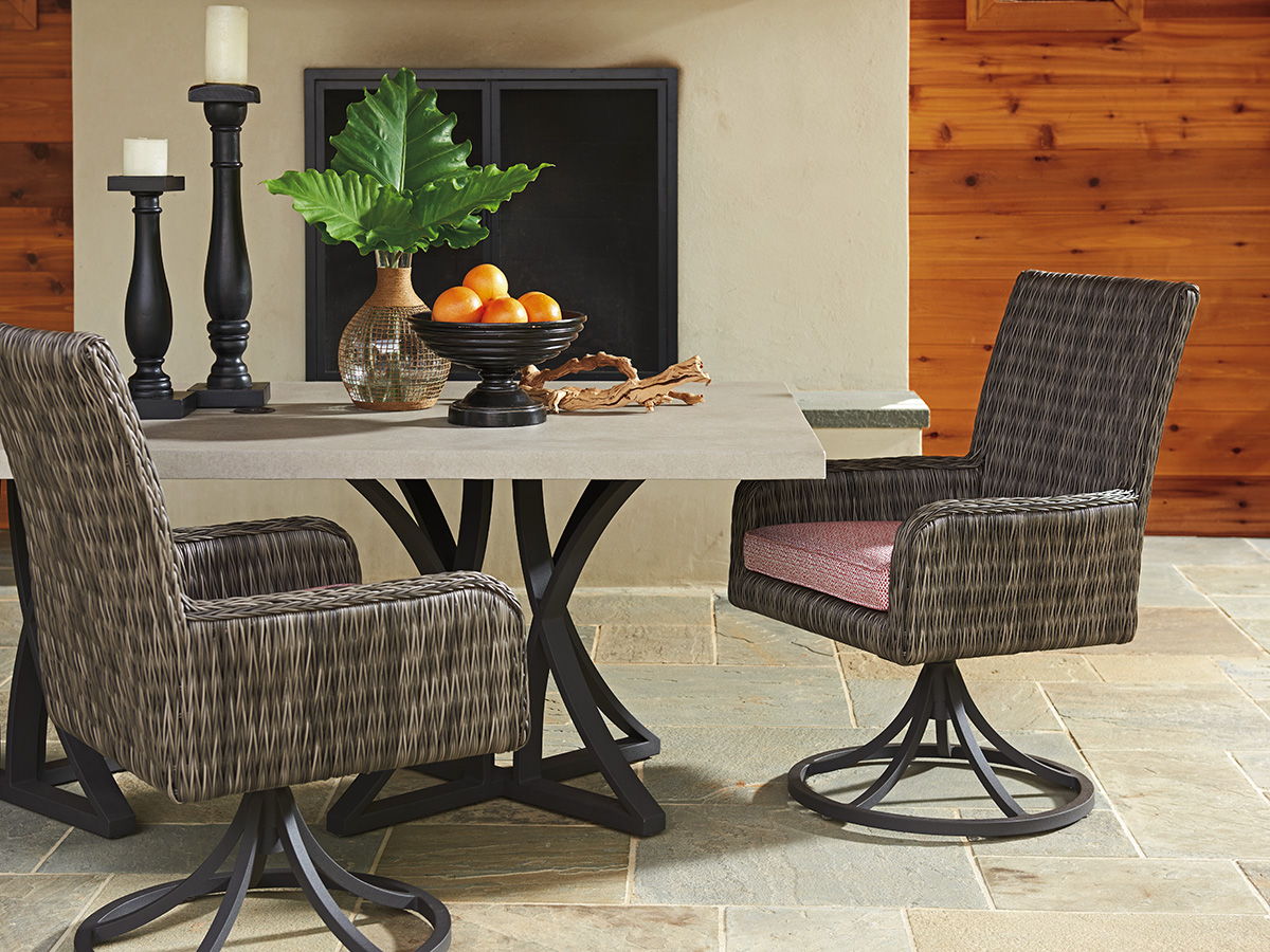 Cypress Point Ocean Terrace - Arm Dining Chair Swivel Rocker - Dark Gray