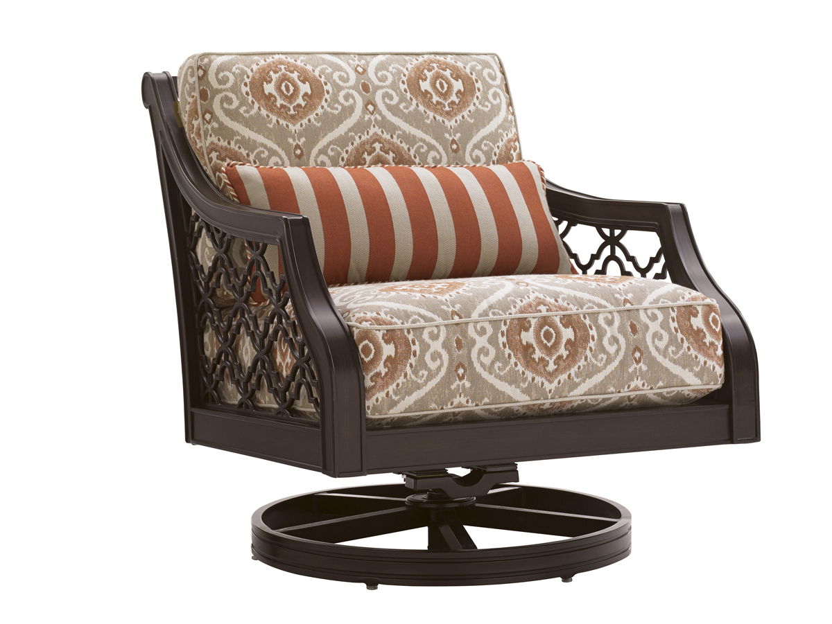Royal Kahala Black Sands - Swivel Rocker Lounge Chair - Dark Brown / Red