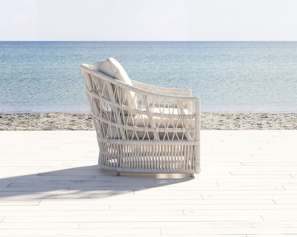 Dana - Rope Club Chair, With Self Welt - Linen Canvas