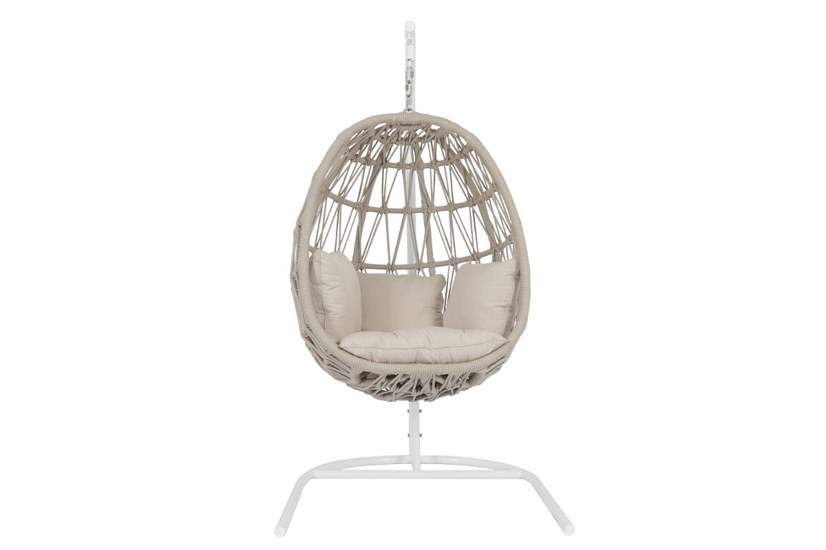 Dana - Rope Hanging Club Chair, With Self Welt - Linen Canvas