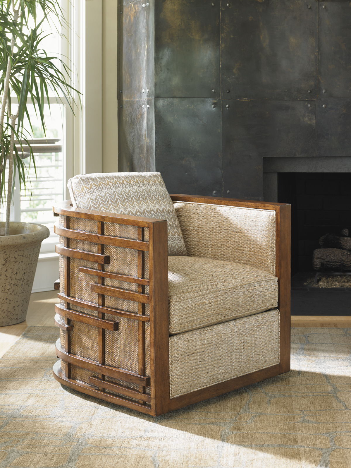 Island Fusion - Semerang Swivel Chair - Dark Brown / Light Brown