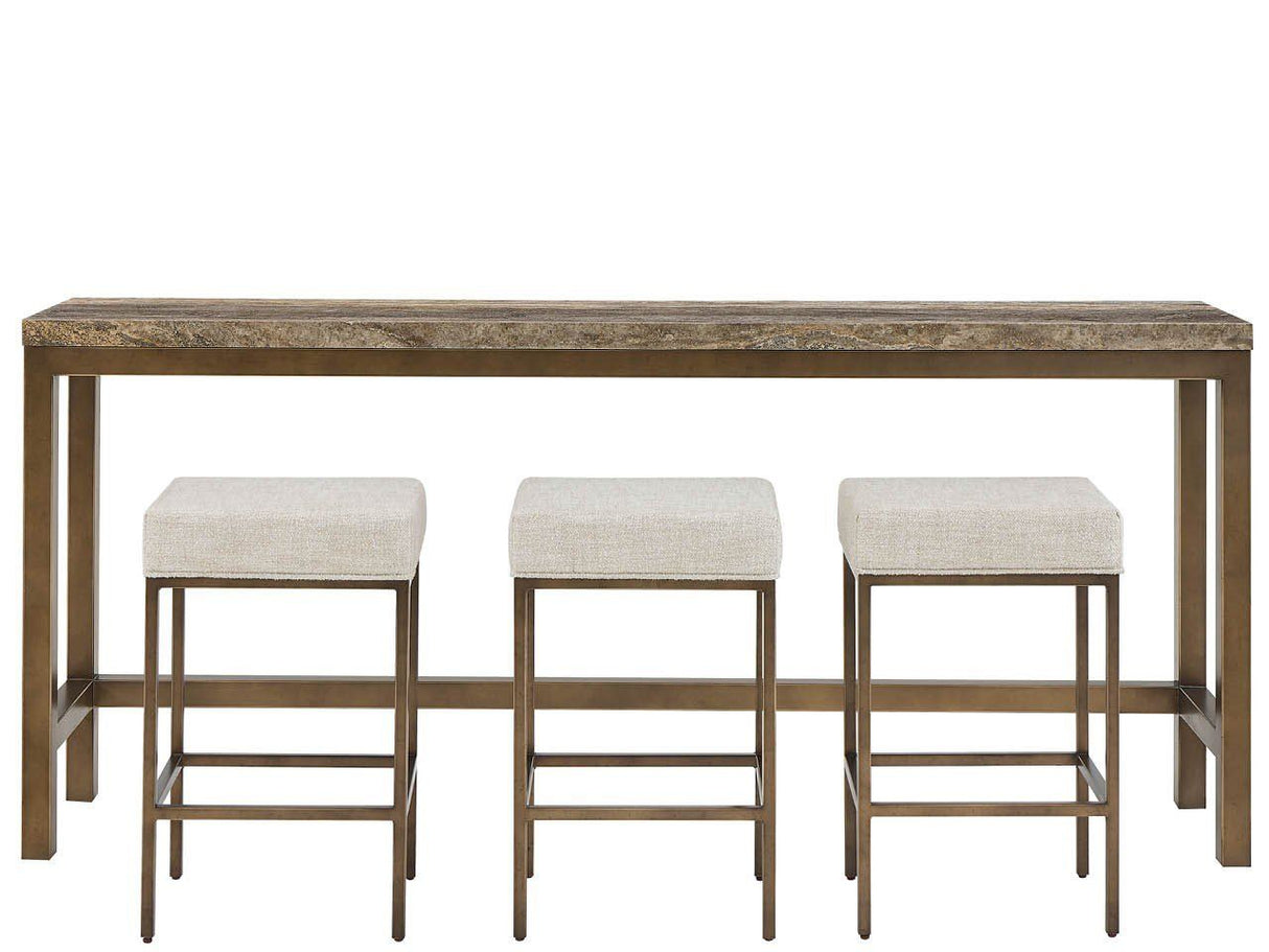 Montclair - Brindle Console With 3 Stools - Light Brown / Beige