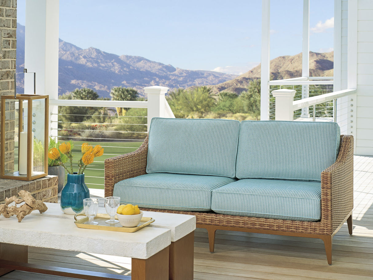 Palm Desert Poolside - Loveseat - Dark Brown / Light Blue