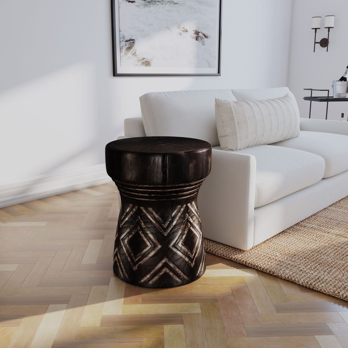 Commerce And Market - Carved Stump Side Table