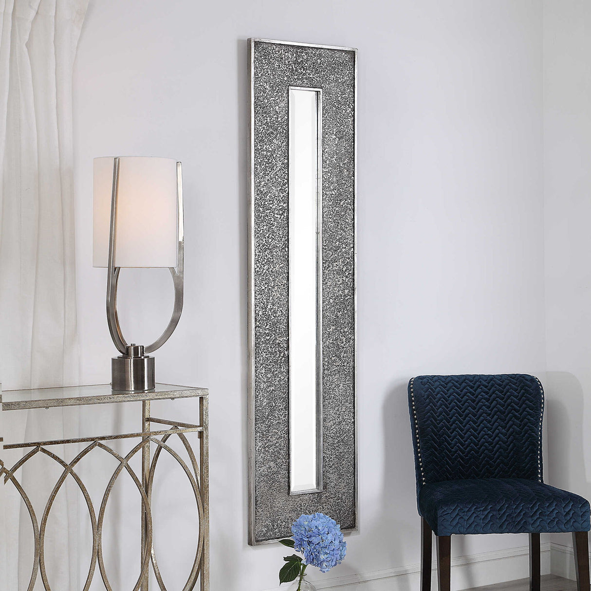 Bannon - Tall Metallic Mirror - Gray, Dark