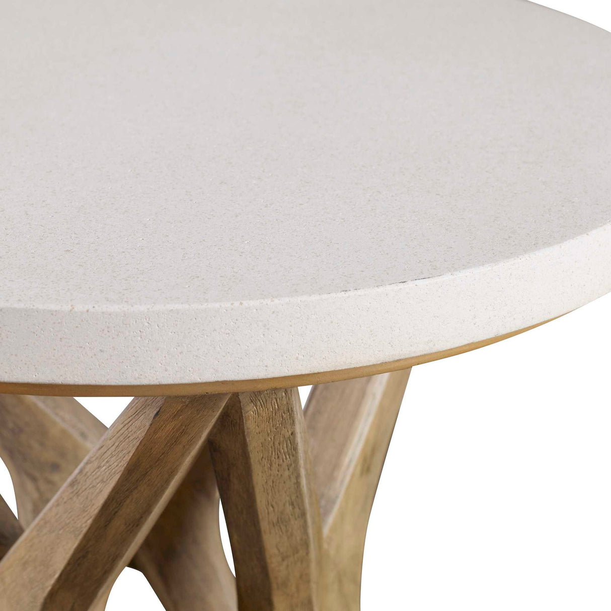 Marnie - Limestone Side Table - White & Light Brown