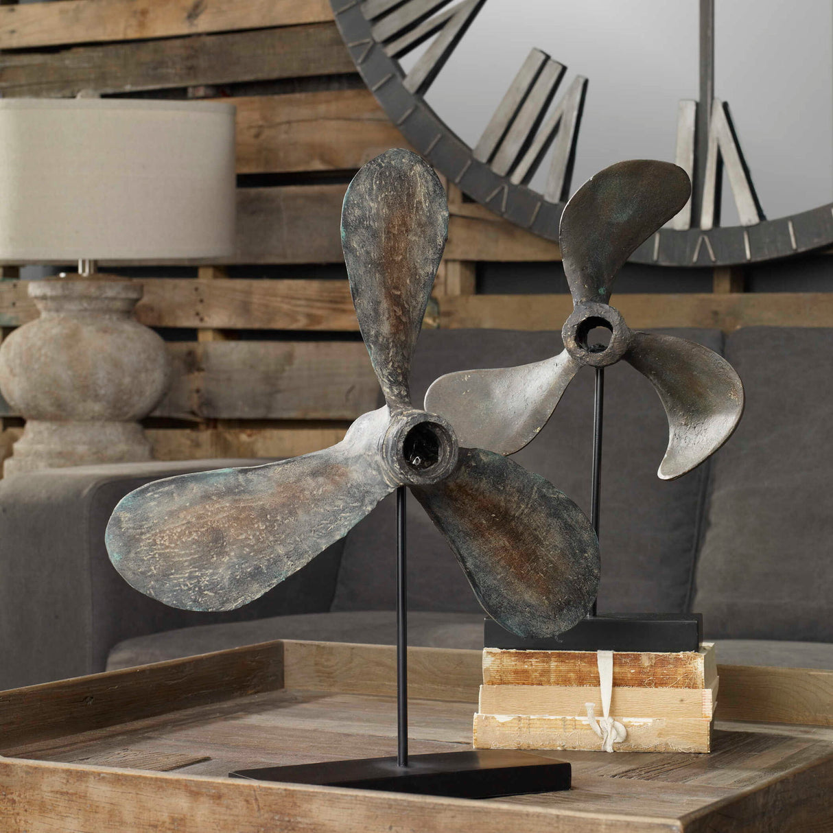 Propellers - Rust Sculptures, Set Of 2 - Black