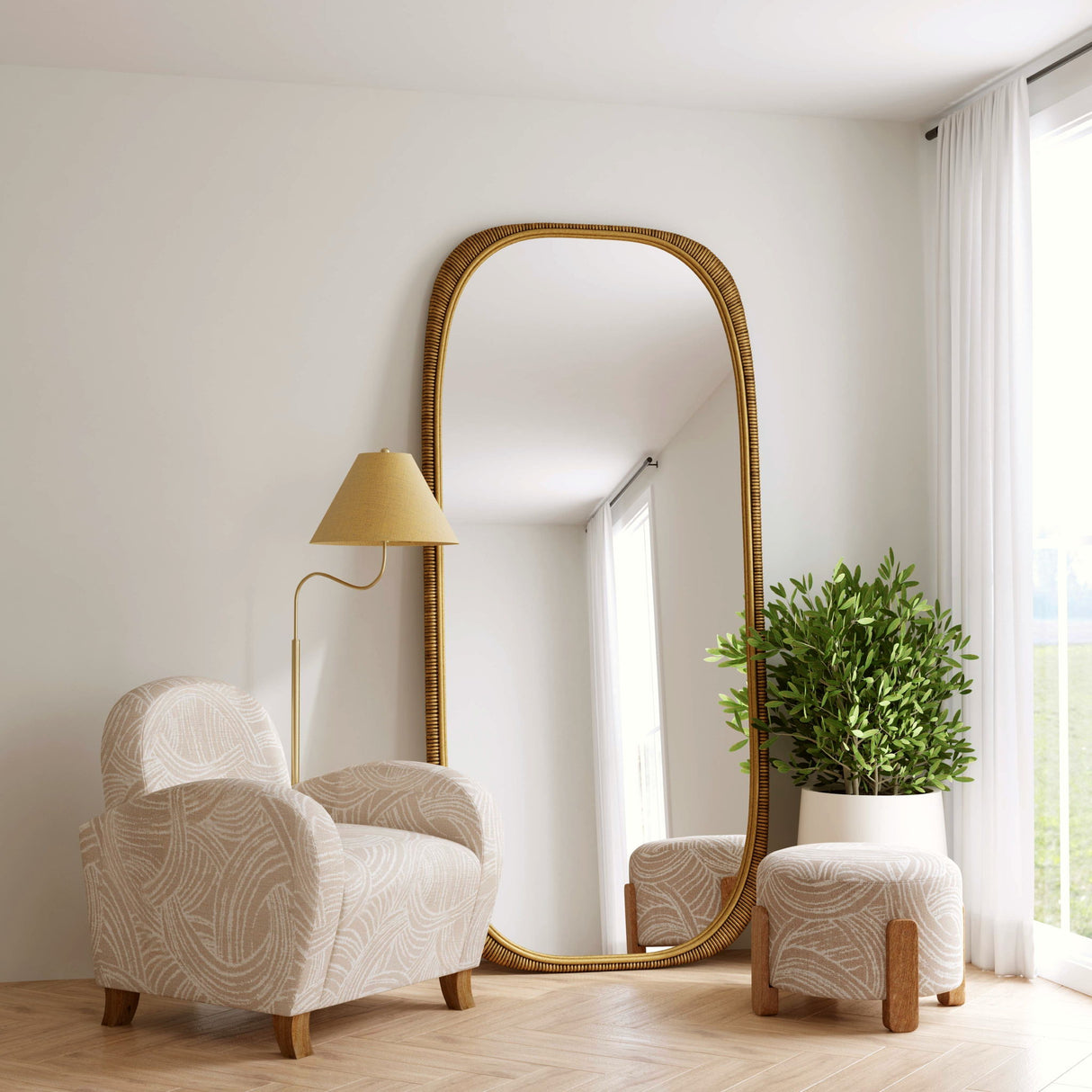 Malton - Floor Mirror - Ant Gold
