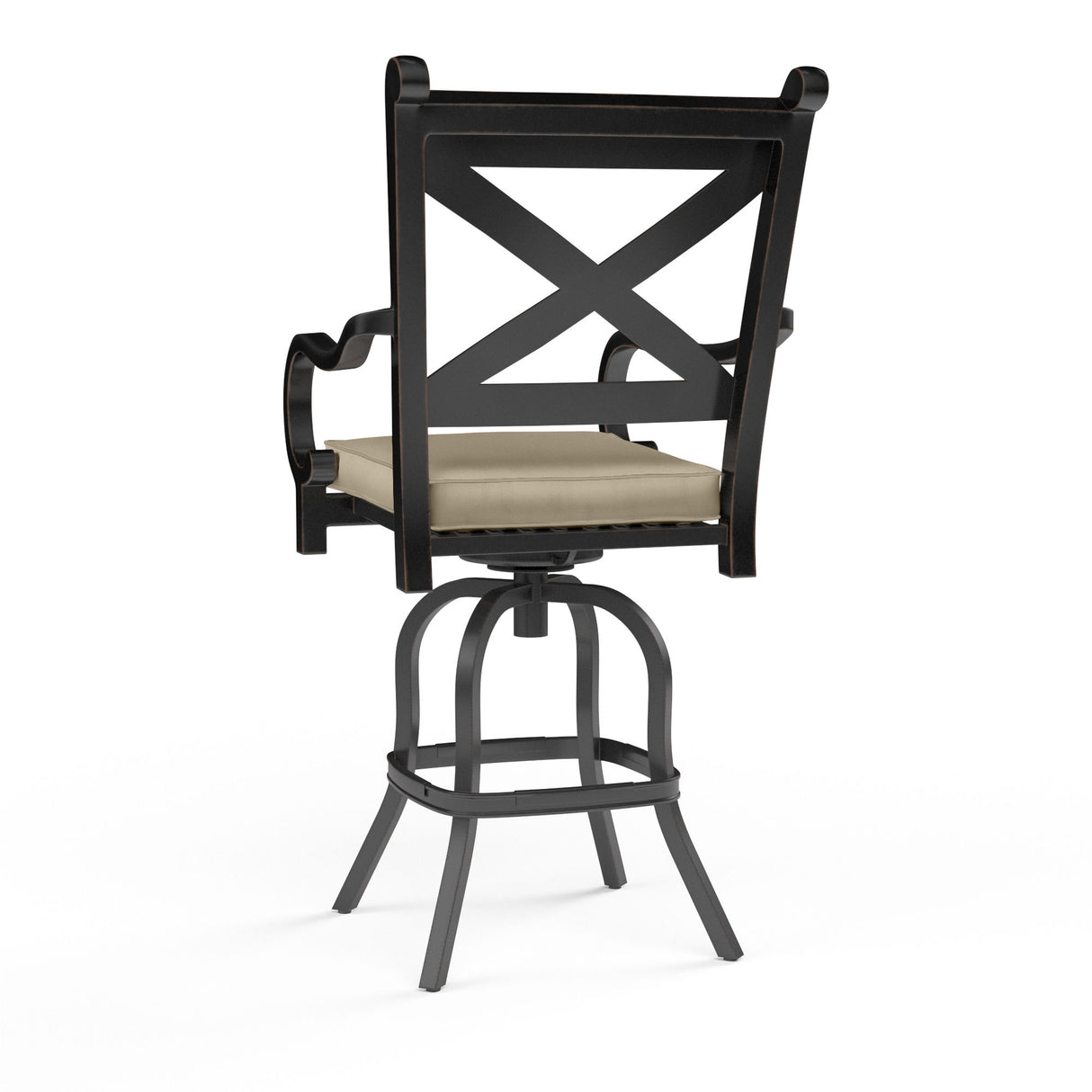 Monterey - Barstool, With Self Welt - Linen Stone / Black