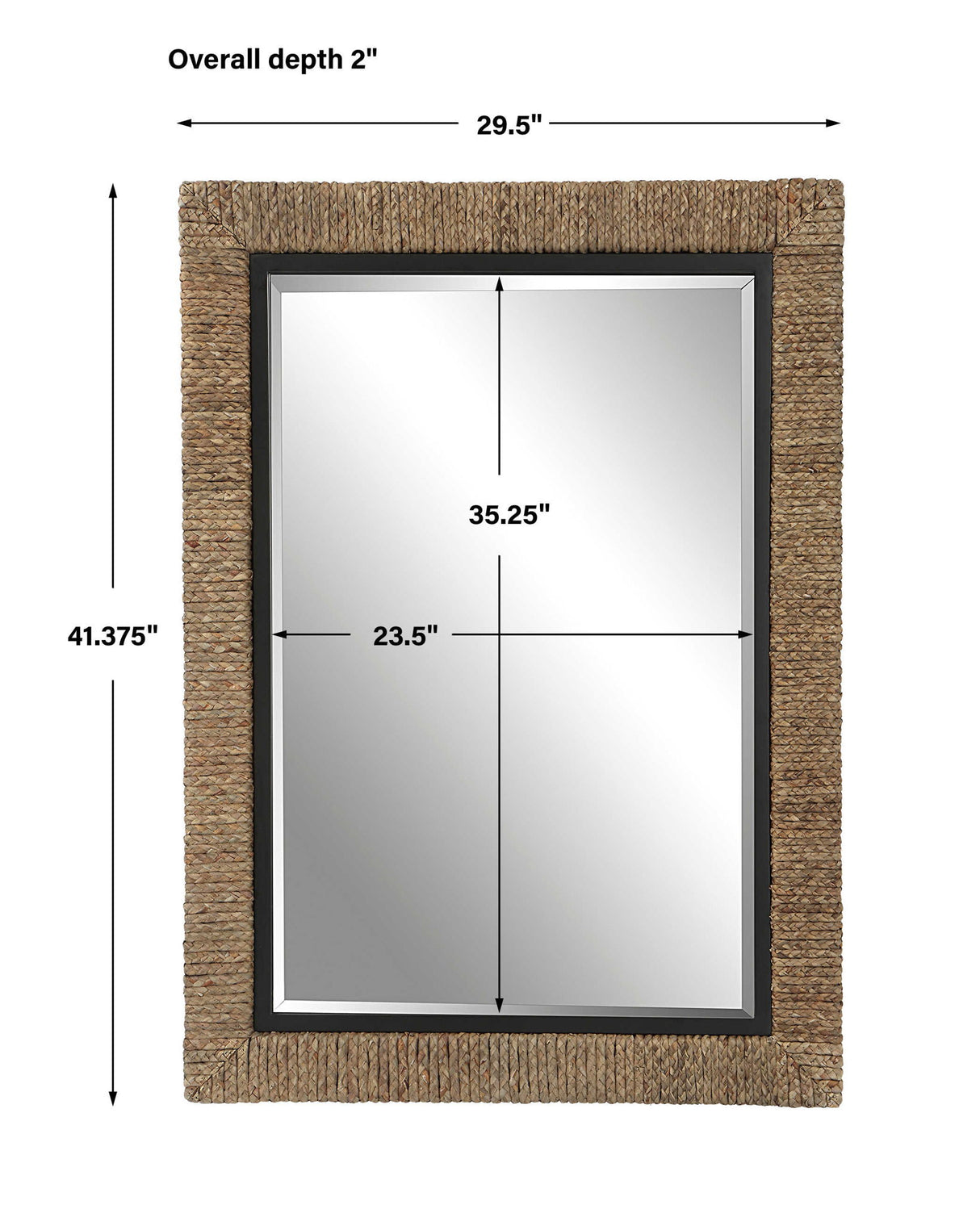 Island - Braided Straw Mirror - Light Brown