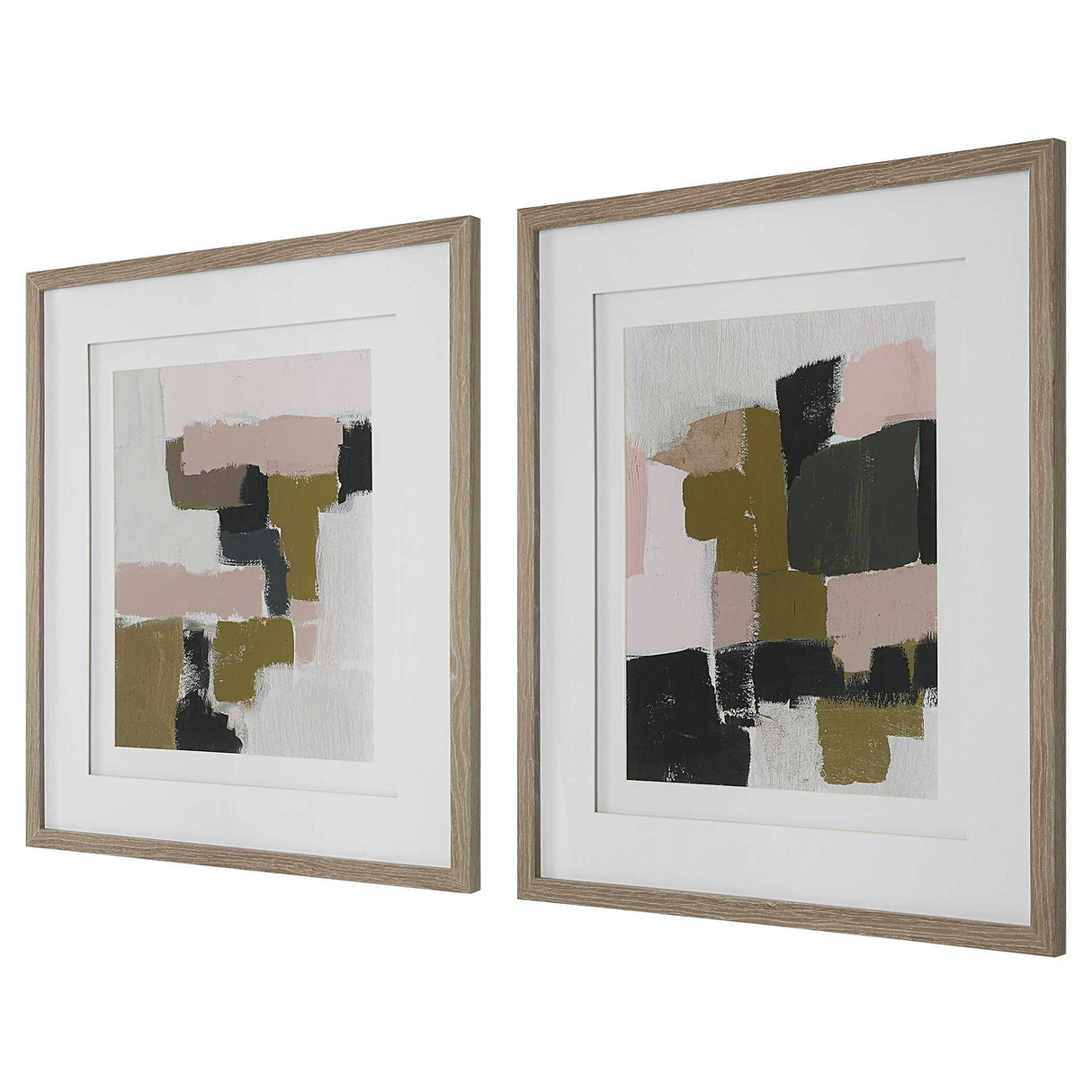 Color Block - Framed Prints, Set Of 2 - Light Brown