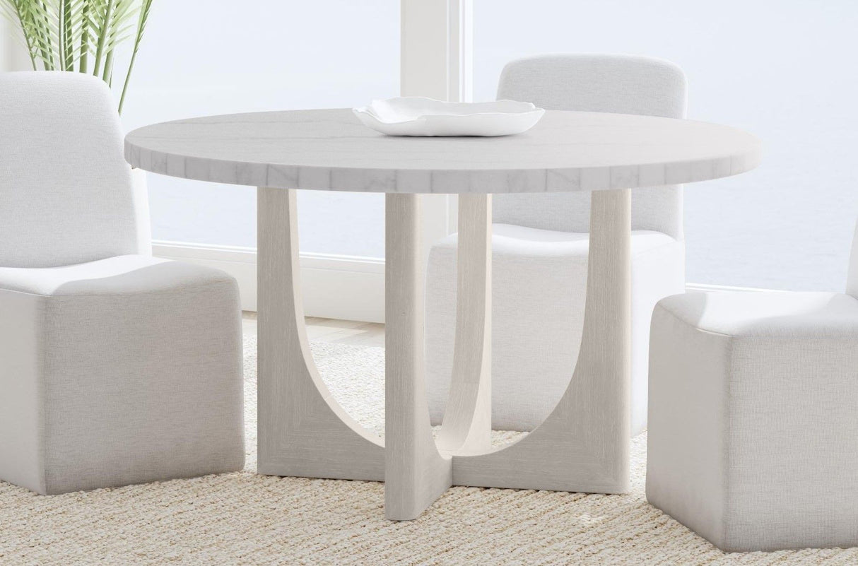 Gavin - Dining Table - Driftwood / White Marble