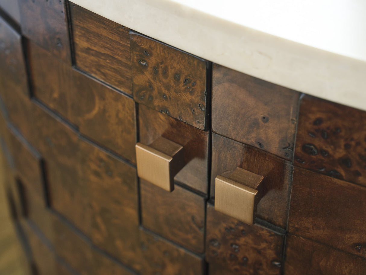 Rendezvous - Morella Oval Nightstand - Dark Brown / White