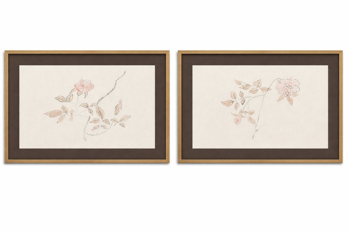 Delicate Rose Framed Print (Set of 2) - Cream
