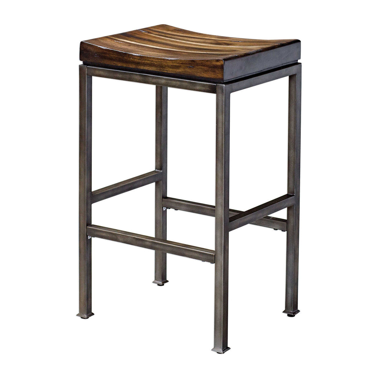 Beck - Industrial Bar Stool - Brown, Dark & Black