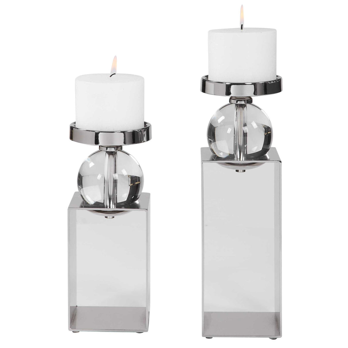 Lucian - Candleholders, Set Of 2 - Nickel