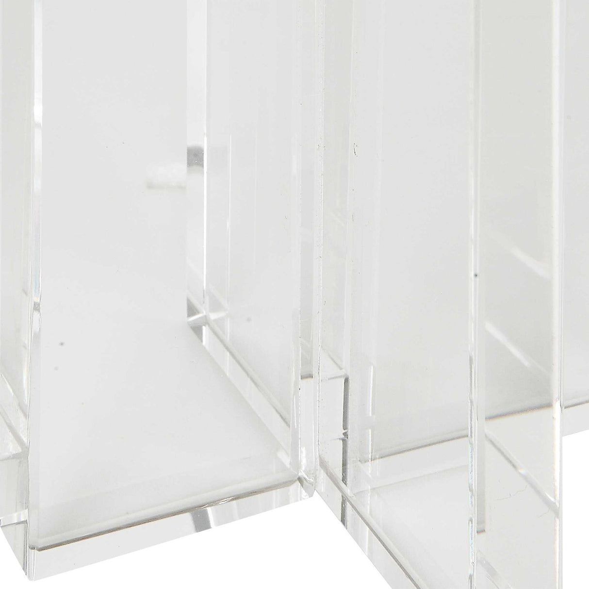 Crystal - Pillar Candleholders, Set Of 2 - Silver