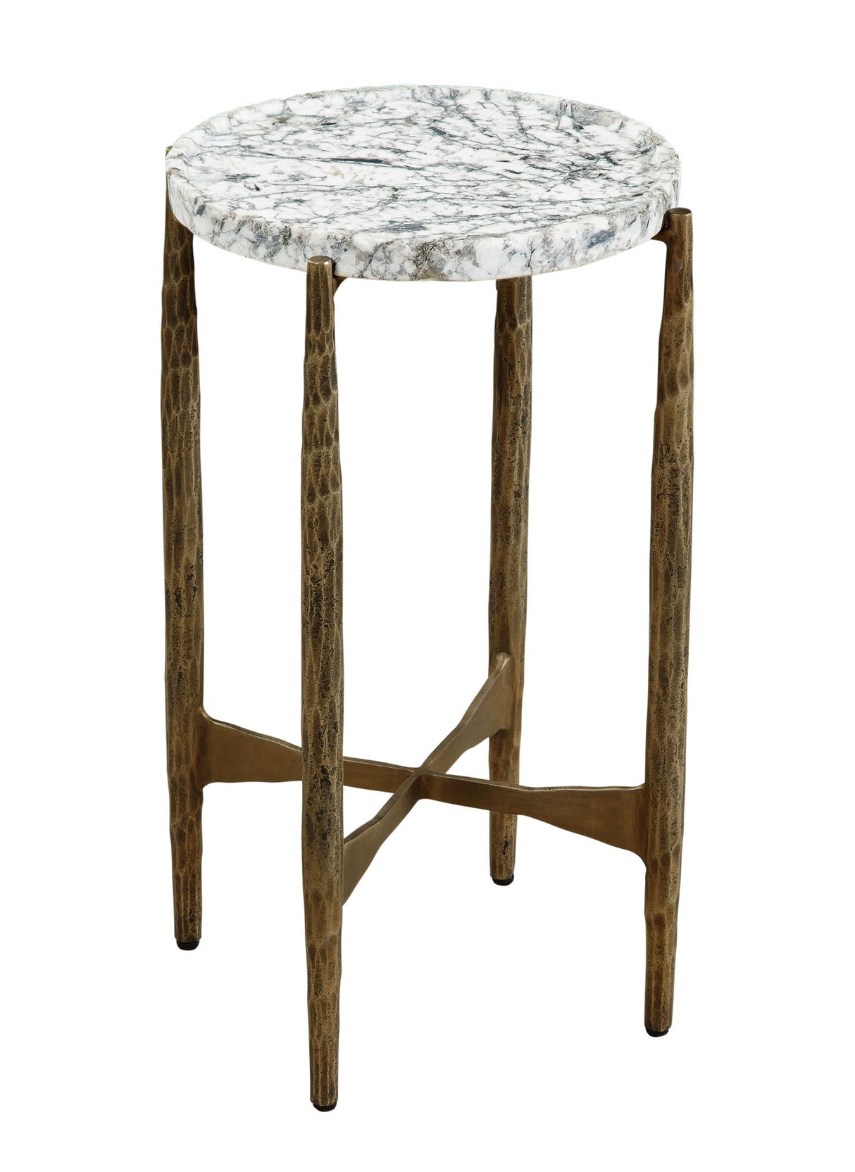 Soren - Accent Table - White / Gray / Brass