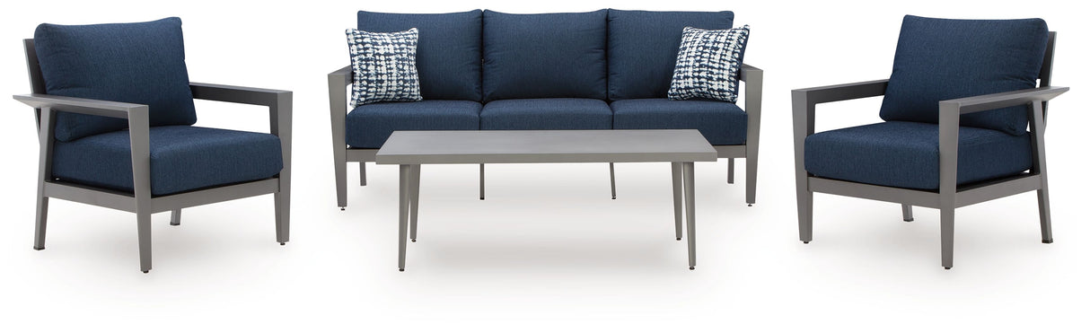 Gali - Sofa / Chairs / Table Set (Set of 4) - Gray / Blue