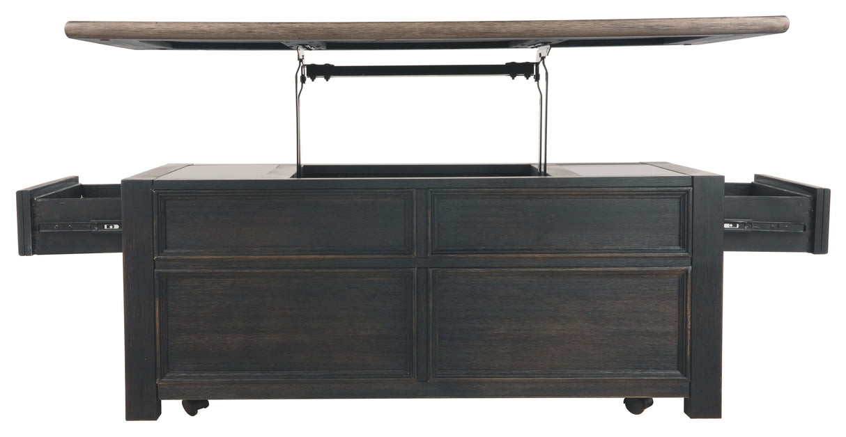 Tyler Creek - Lift Top Cocktail Table - Grayish Brown / Black
