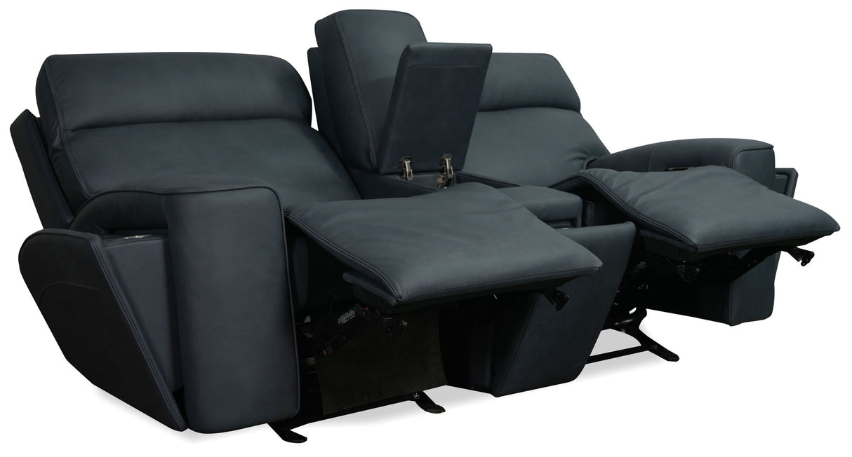 Riverton - Power Gliding Console Loveseat With Power Headrest And Lumbar - Black