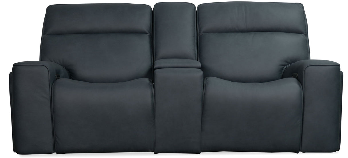 Riverton - Power Gliding Console Loveseat With Power Headrest And Lumbar - Black
