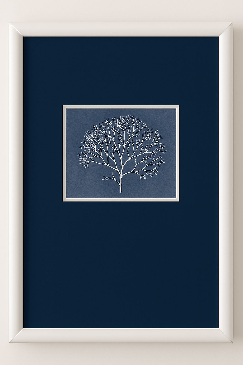 Coral Silhouette II Framed Print - Blue / White